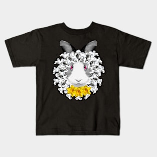 Spring Rabbit Yellow Daffodil Wreath Kids T-Shirt